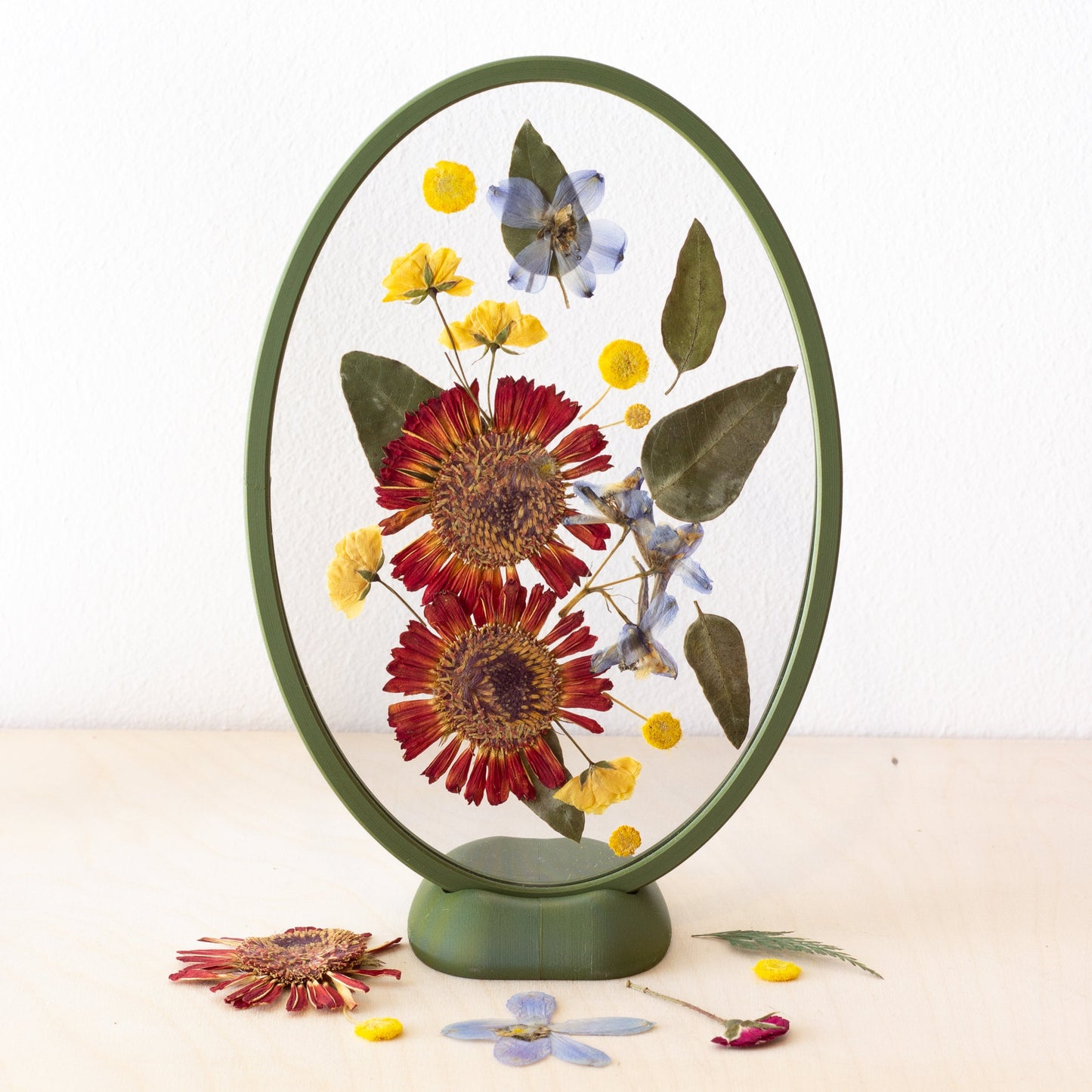 מסגרת אליפסה עם מעמד - ירוק זית